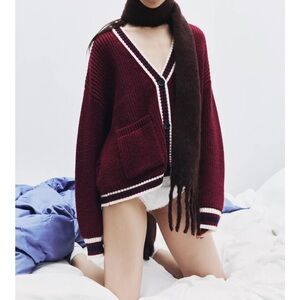 ZARA NWT Knit Jacket w Piping